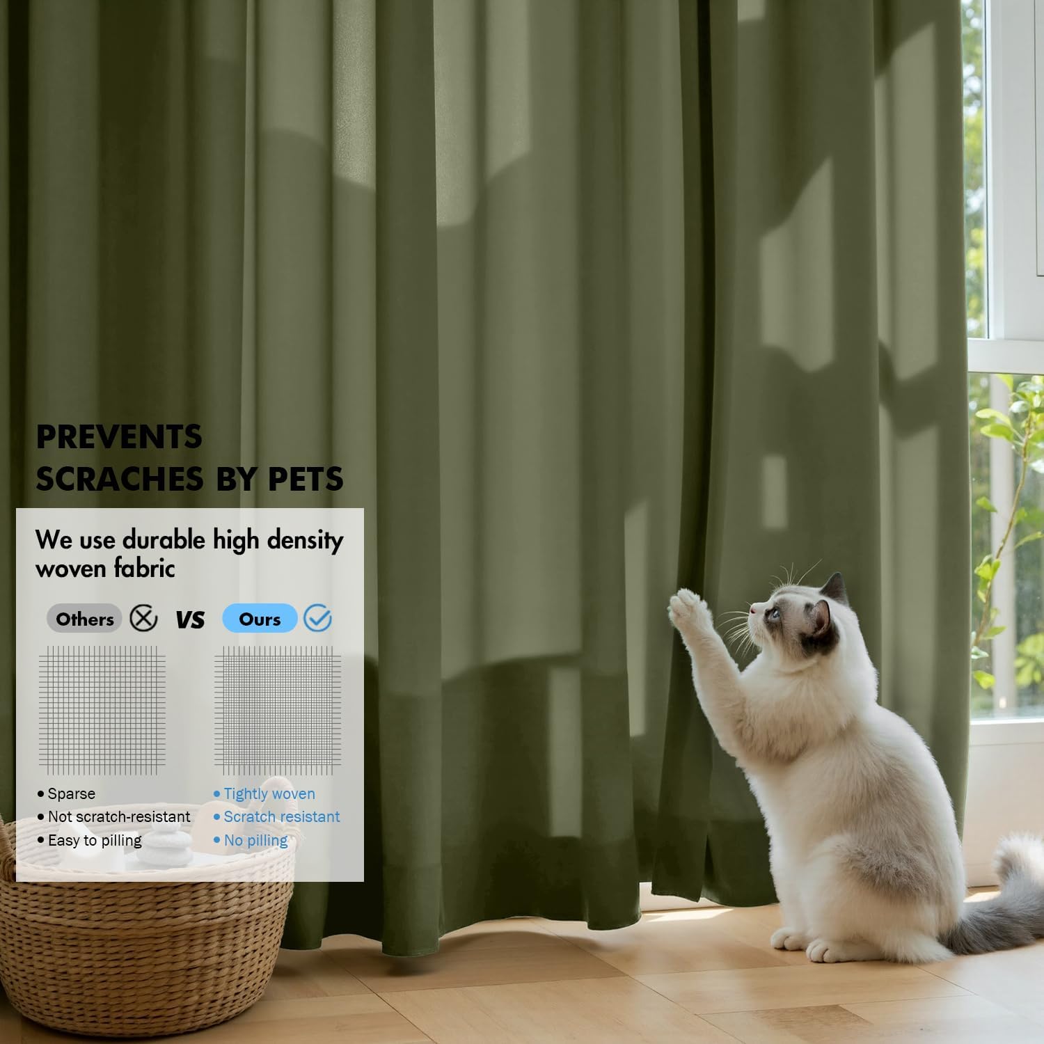 MIULEE Olive Green Privacy Sheer Curtains That Let Light in 84 Inches Long Non-See-Through Semi Sheer Curtain Light Filtering Window Curtains Drapes for Living Room Bedroom 2 Panels Set 42 X 84